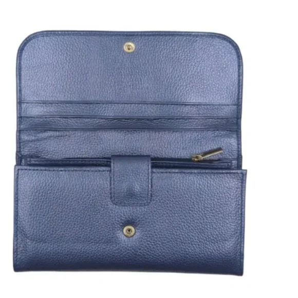 Periwinkle Convertible Leather Backpack with matching tri fold wallet - Picture 7 of 12